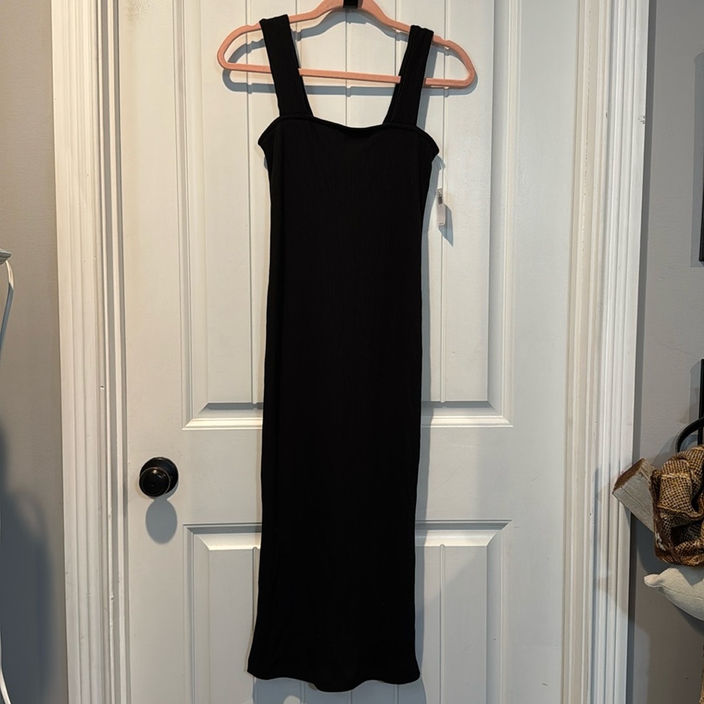 Old Navy Black Ribbed Sleeveless Midi Dress